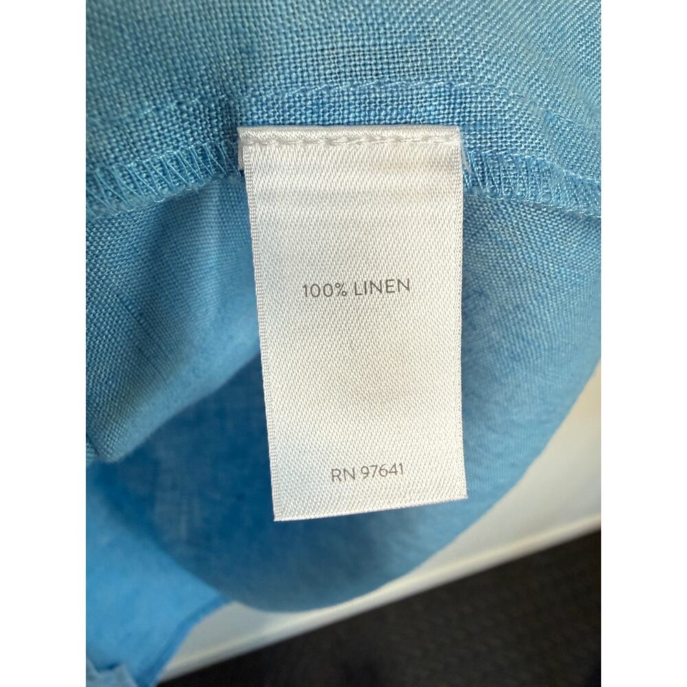 100% Linen Blue Shift Dress Minimalist Summer Coastal Capsule Relaxed Fit - Picture 4 of 7